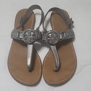 Tory Burch Metallic Silver Sandals